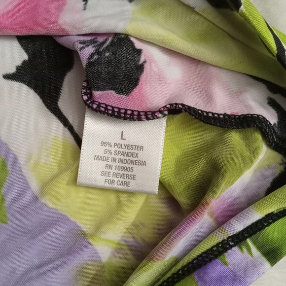 5 for $10 Dressbarn Large Floral Print Ruffle V-Neck Sleeveless Top size Large - Picture 5 of 5